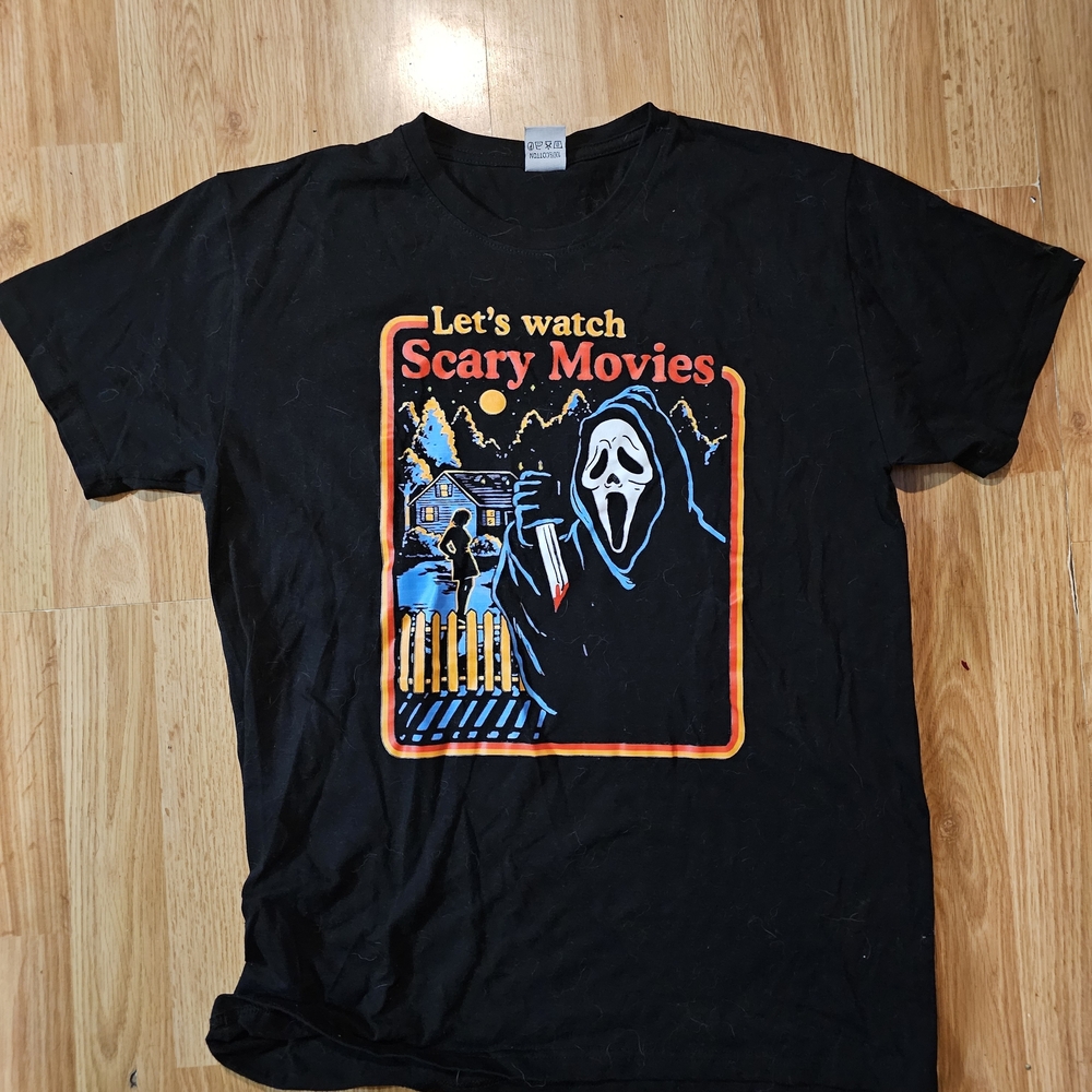 Black Graphic T-Shirt - Let's Watch Scary Movies